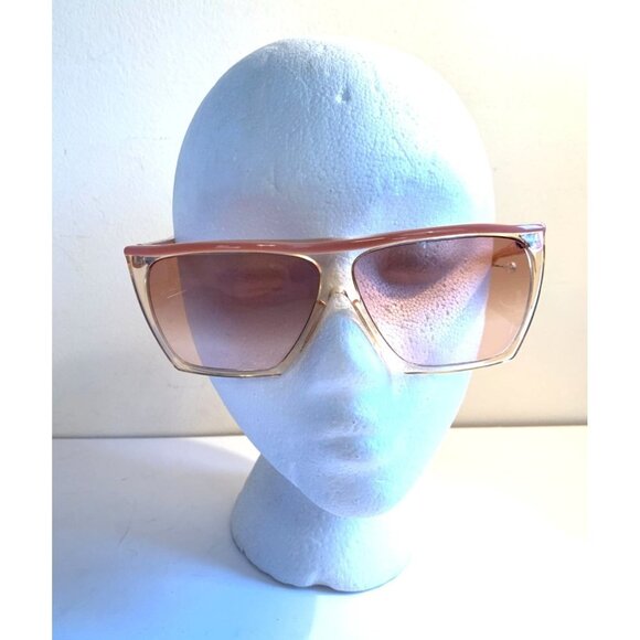 1970s Vintage Pink Sunglasses Square Bar Frame Oversized Plastic main image 9